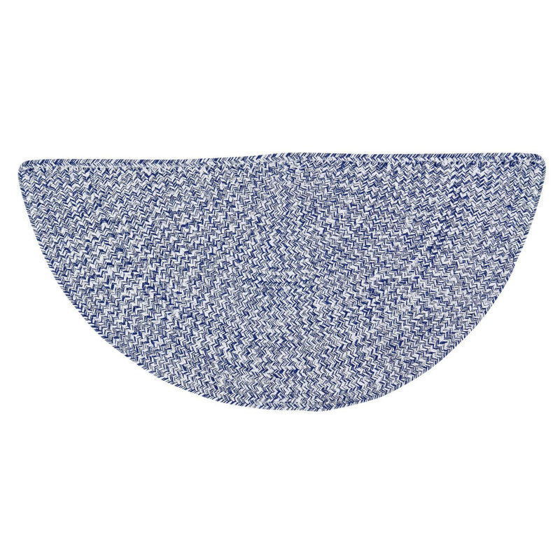 Haynesville Farmhouse Reversible Braided Blue Area Rug, 20" x 40" Half Circle