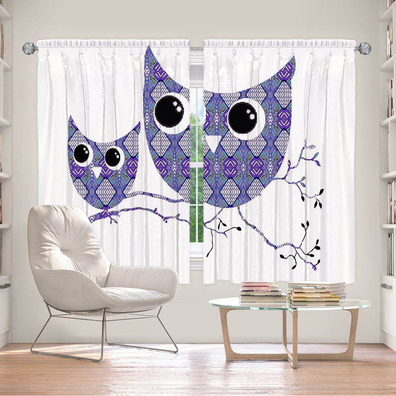 Ensemble de 2 panneaux de rideaux de fenêtre à surpiqûres pour fenêtre par Susie Kunzelmanelman - Owl Argyle