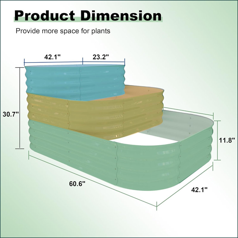 Metal Raised Garden Bed, Green