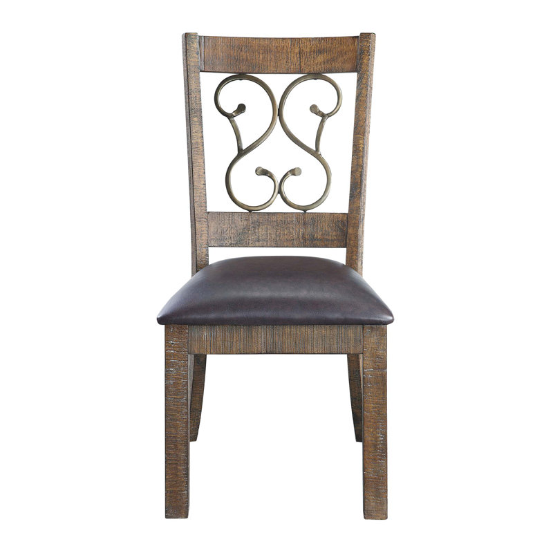 Chaise de salle à manger en cuir synthétique vieilli Raphaela (ensemble de 2)