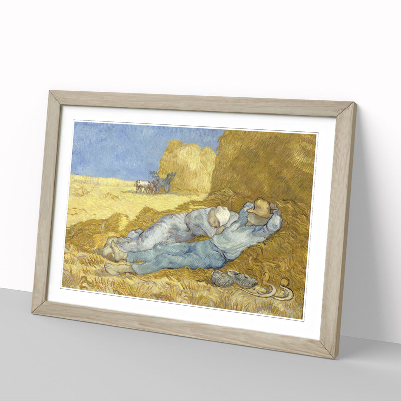 The Siesta by Vincent Van Gogh - Framed Print, 48cm H x 65cm W x 2cm D, Oak Framed
