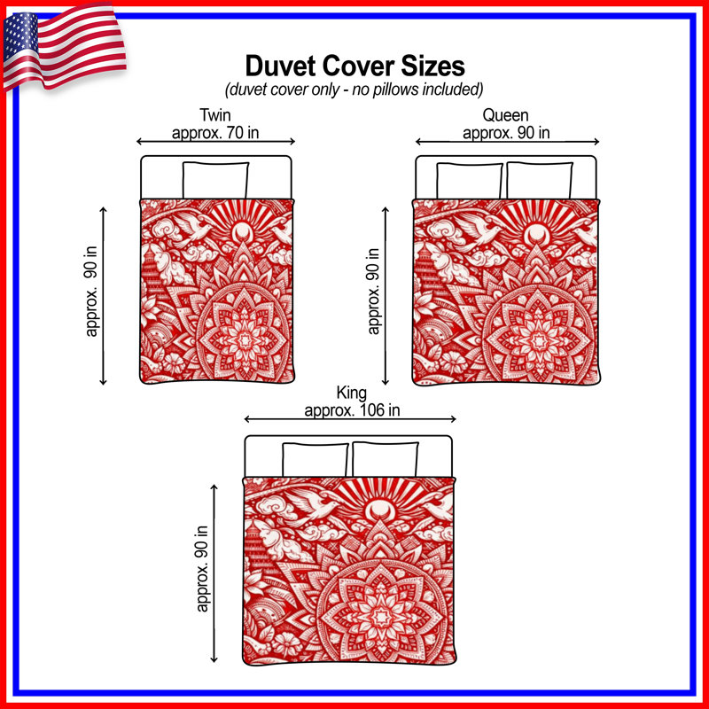Intricate Red Mandala Art Duvet Covers, Queen