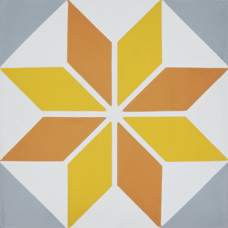 Assila 8" x 8" Cement Patterned Wall & Floor Tile, Blue/Orange