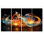 Feu, vagues d'eau bleues et orange - Toile d'art abstrait 4 pièces-947999183