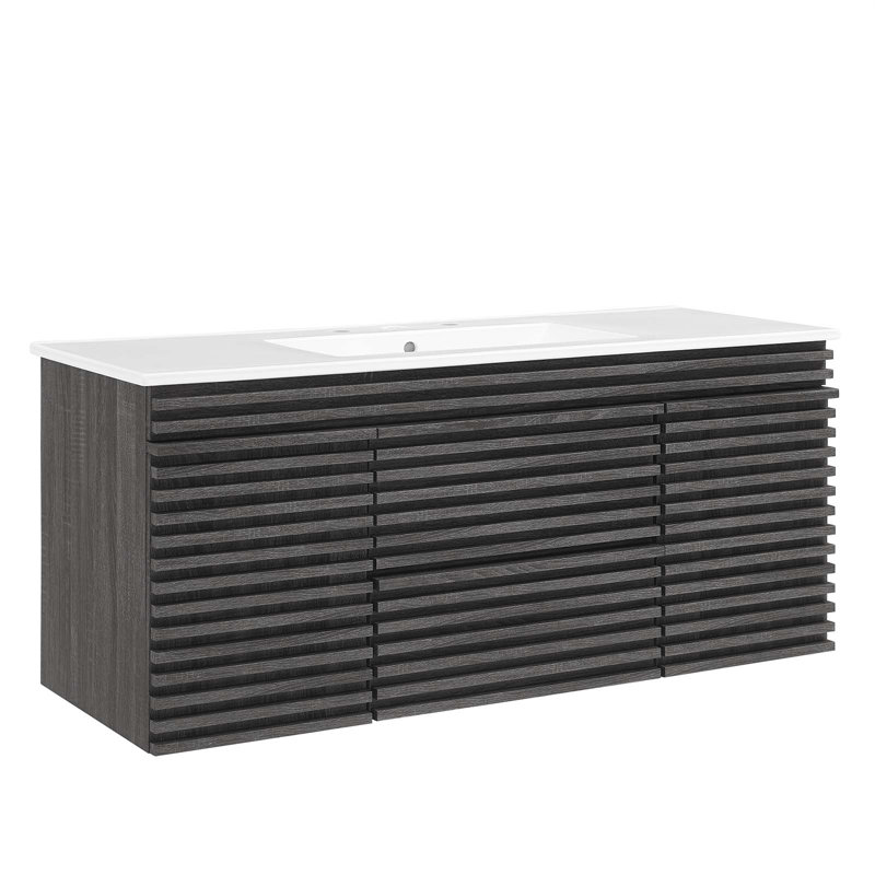 Meuble-lavabo mural 48 po Modway Render, Gris anthracite, Blanc
