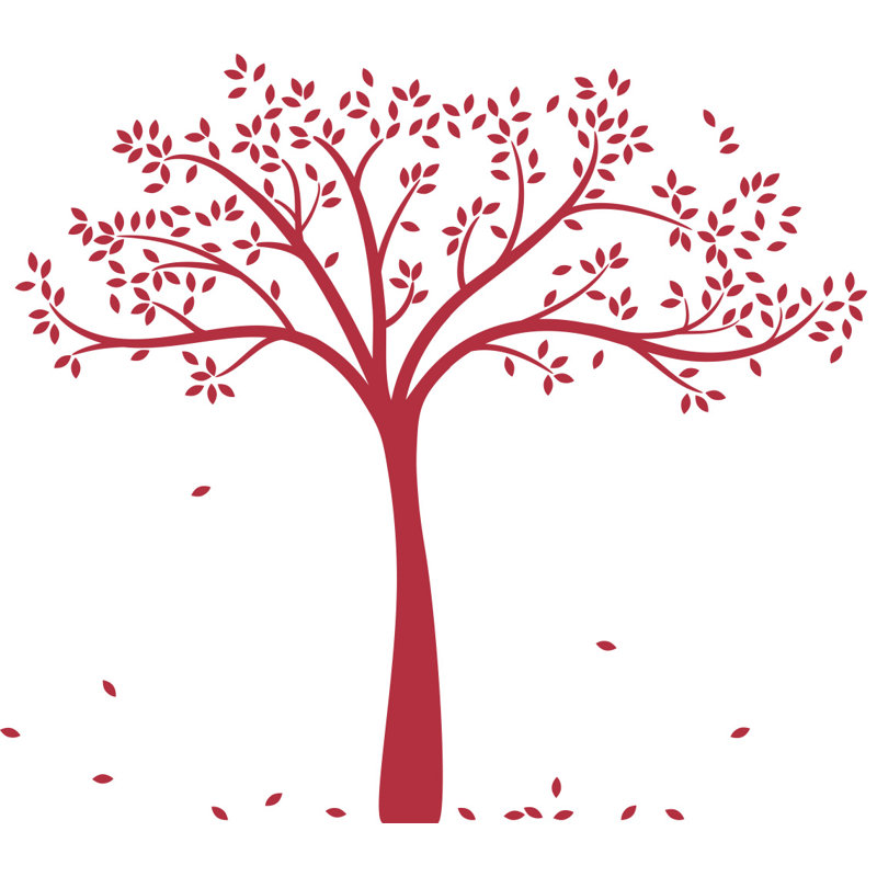 Décalcomanie murale arbre d’automne monochrome, Rouge fortifié