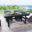Table de salle à manger d'extérieur rectangulaire pour 6 personnes avec trou pour parasol, résistance aux intempéries-687190797