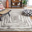 Tapis ivoire / gris en laine tissé à plat à la main Kass-72504955
