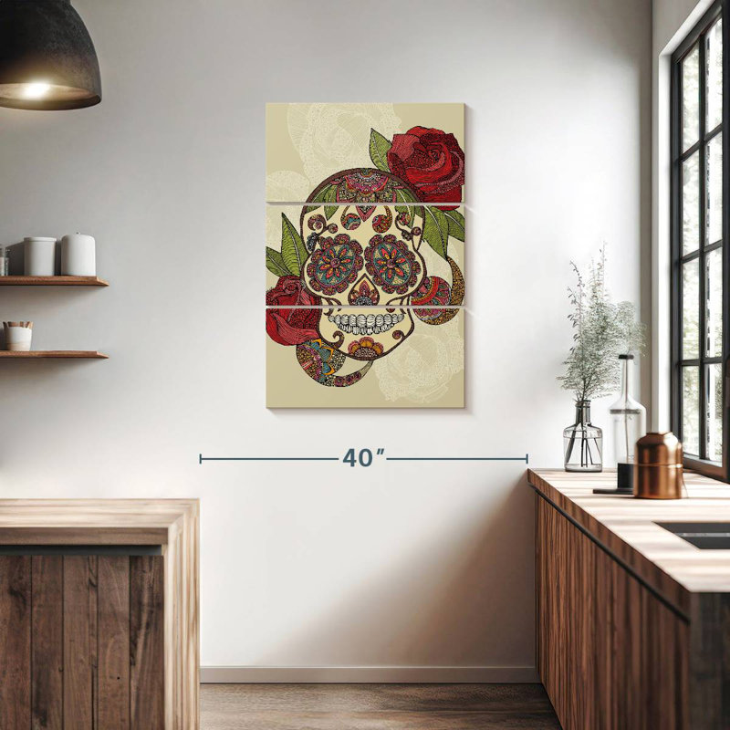 Crâne en sucre Kerner Paisley, H 38 po x l 24 po