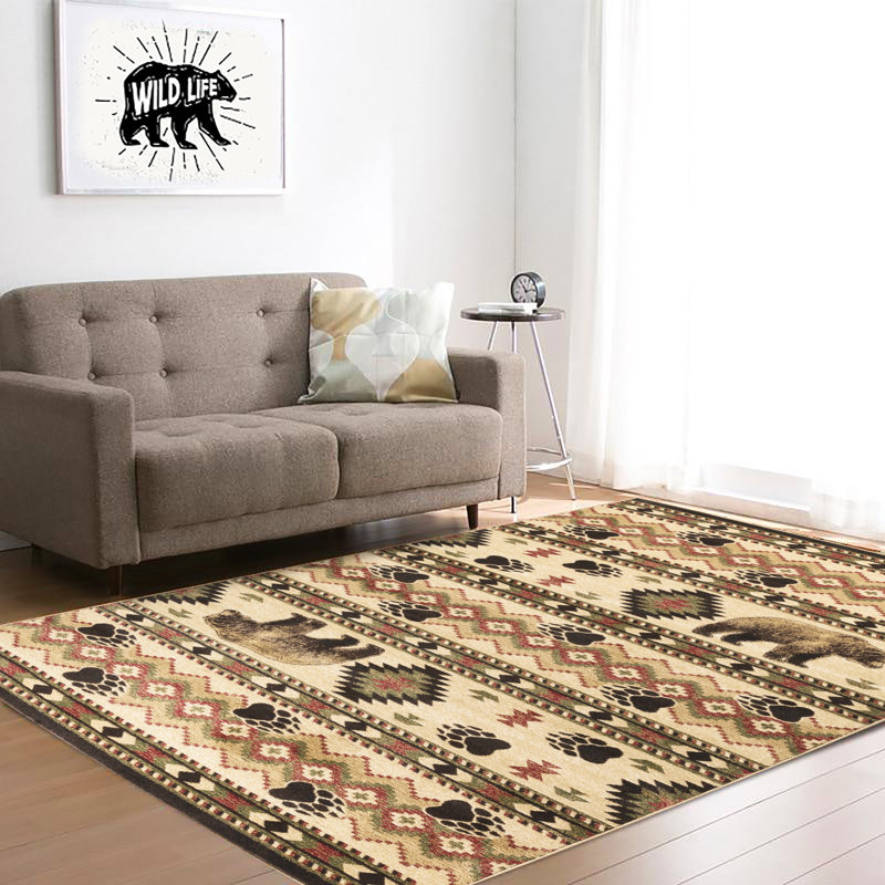 Tapis beige tissé à la machine Anzalone, Rectangle 5 pi 3 po x 7 pi 6 po