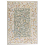 Hand-Knotted High-Quality Green and Ivory Area Rug
