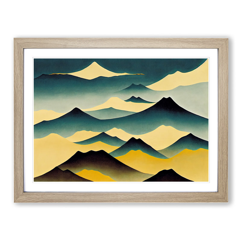 Abstract Japanese Mountains Vol.5 - Framed Print, 34cm H x 46cm W x 2cm D, Oak