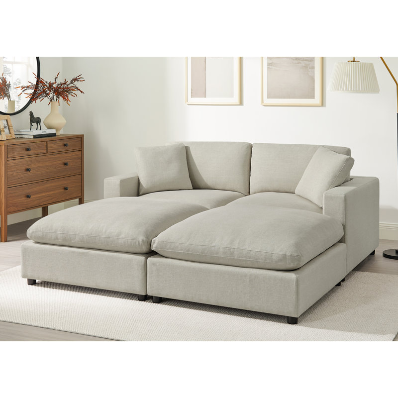 Vinessa 4-Piece Modular Down-Filled Sectional, Beige Polyester