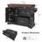 53" Rolling Kitchen Island With 3.5" Thick Faux Walnut Top, 2 Extra-Large Drawers & Spice Rack-1421390423