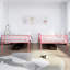 Lit plateforme superposé pour petite chambre à coucher, lit simple au-dessus d'un lit simple, structure en métal rosé avec garde-corps et échelle