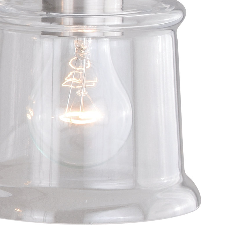 Akini 4-Light 30.5 inch Wide Satin Nickel Industrial Bathroom Vanity Lighting Fixture, Clear Glass Shade, Dimmable, LED Compatible, Over the Mirror Mounted Steel Wall Sconce