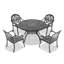 Mobilier de patio en fonte d'aluminium noir - rouille, avec 4 coussins et table ronde 5 coussins noirs, protégés et relaxants