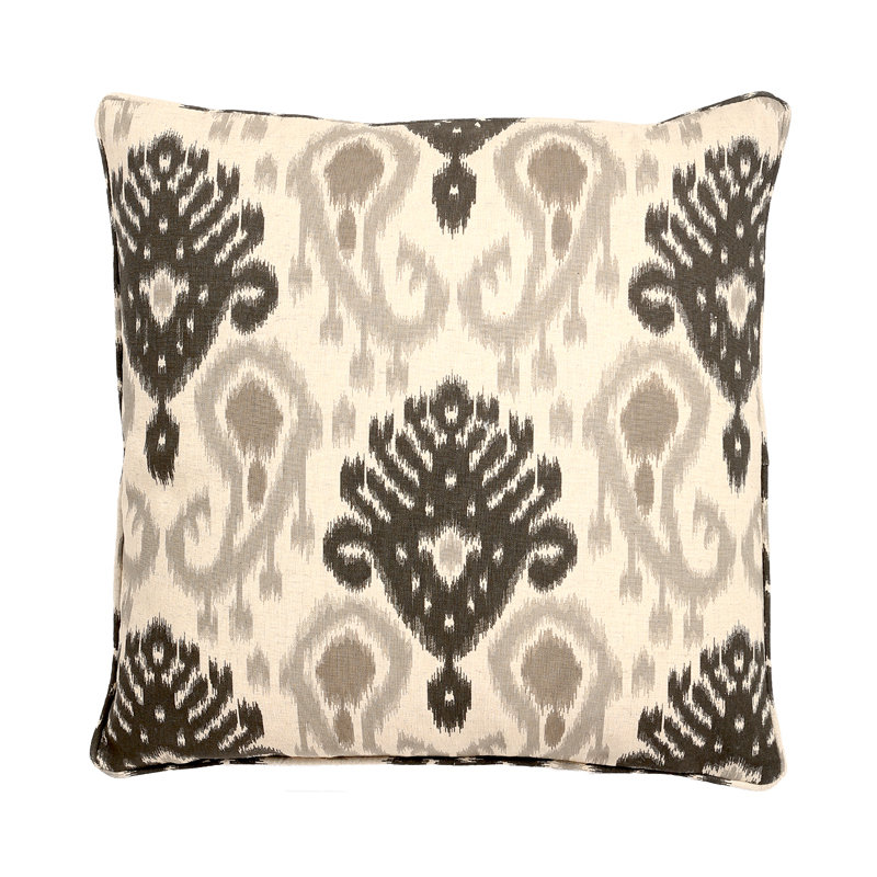 Nevada Ikat Ikat Linen Reversible Throw Pillow, Black