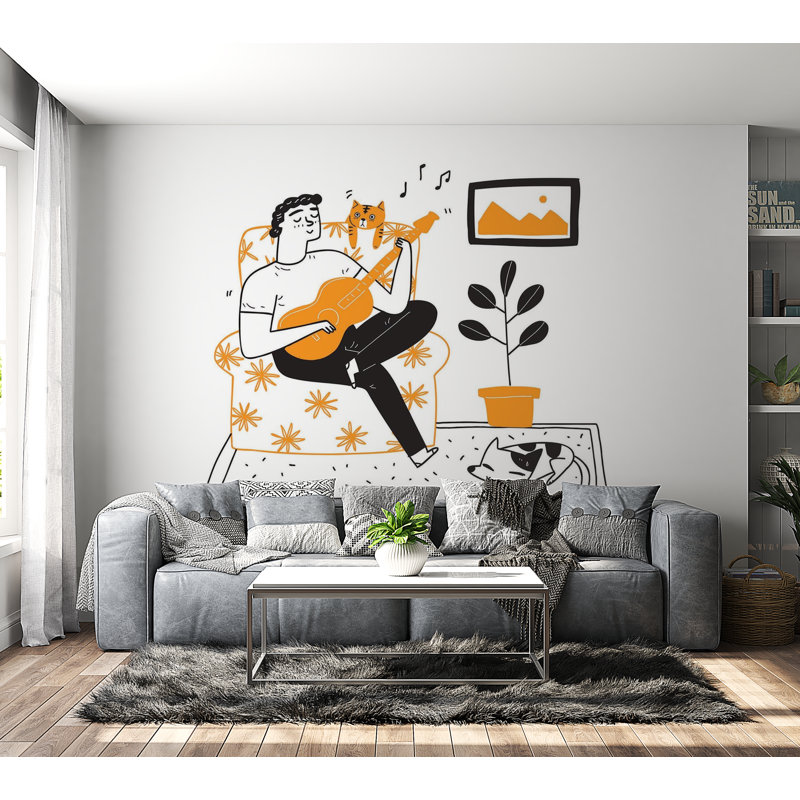 Papier peint de qualité supérieure - Serenade guitare, L 144 po x l 210 po