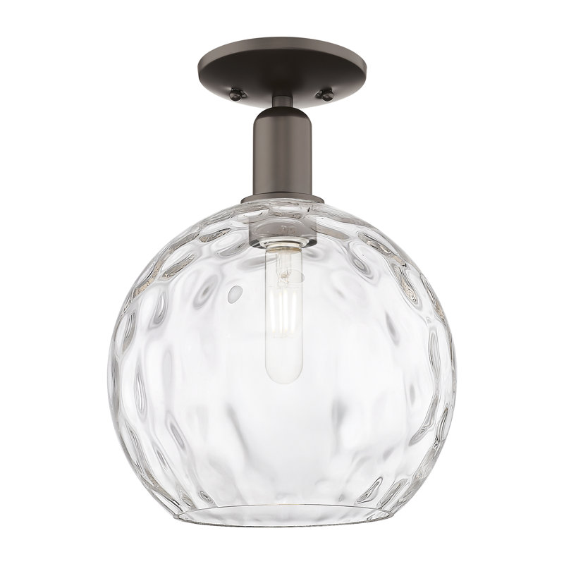 Arcadia - Champlon - 1 Light 10" Semi-Flush Mount - Oil Rubbed Bronze Finish - Clear Water Glass Shade, Oil Rubbed Bronze
