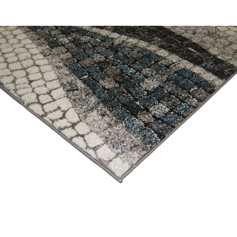Tapis gris / bleu Isla, Rectangle 5 pi 3 po x 7 pi 3 po