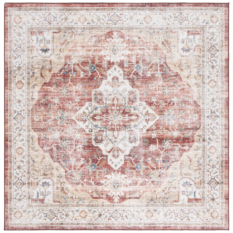 Riskus Monica Performance Machine Washable Oriental Rug, Square 6'