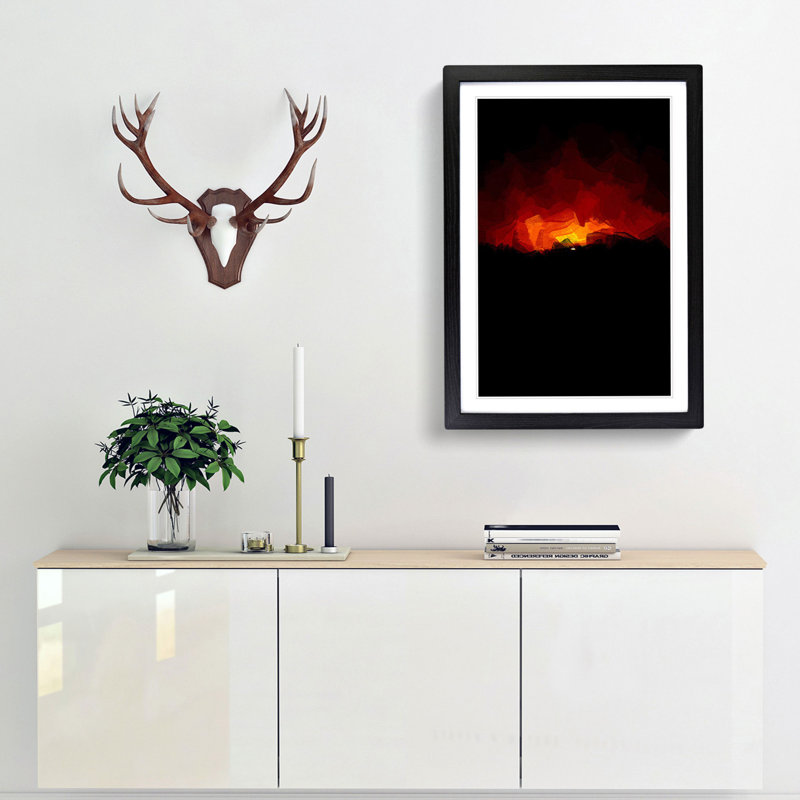 Striking Sunset in Abstract - Framed Print, 65cm H x 48cm W x 2cm D, Black Framed