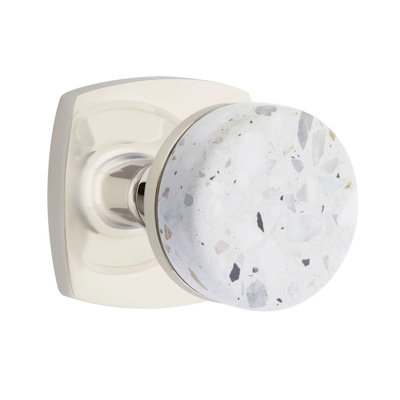 Mortaise intérieure Select Passage avec rosette urbaine moderne et tige conique, bouton Terrazzo clair (LH)