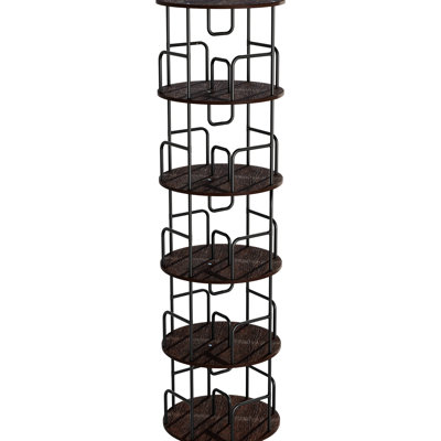 Bibliothèque 360 ° rotative, rangement vertical tournant à 5 niveaux pour la chambre à coucher, coin arrondi et structure stable, + étude du matériau en fer, espace élégant,