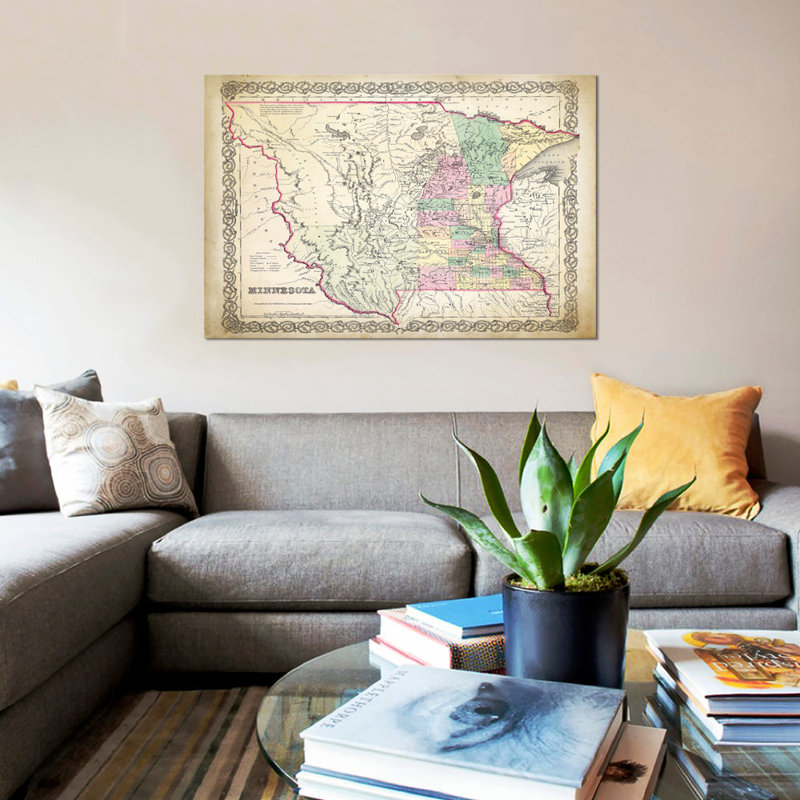 «Minnesota Map», impression sur toile, H 26 po x l 40 po x P 1,5 po, Toile tendue