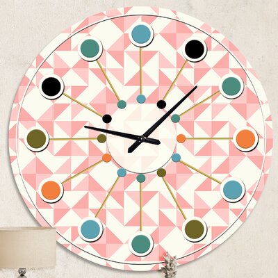 Abstract Geometric pattern, patchwork quilting - Mid-Century Modern wall clock -  East Urban Home, 9CCC71A00E7240CA809A3A6BD6871178