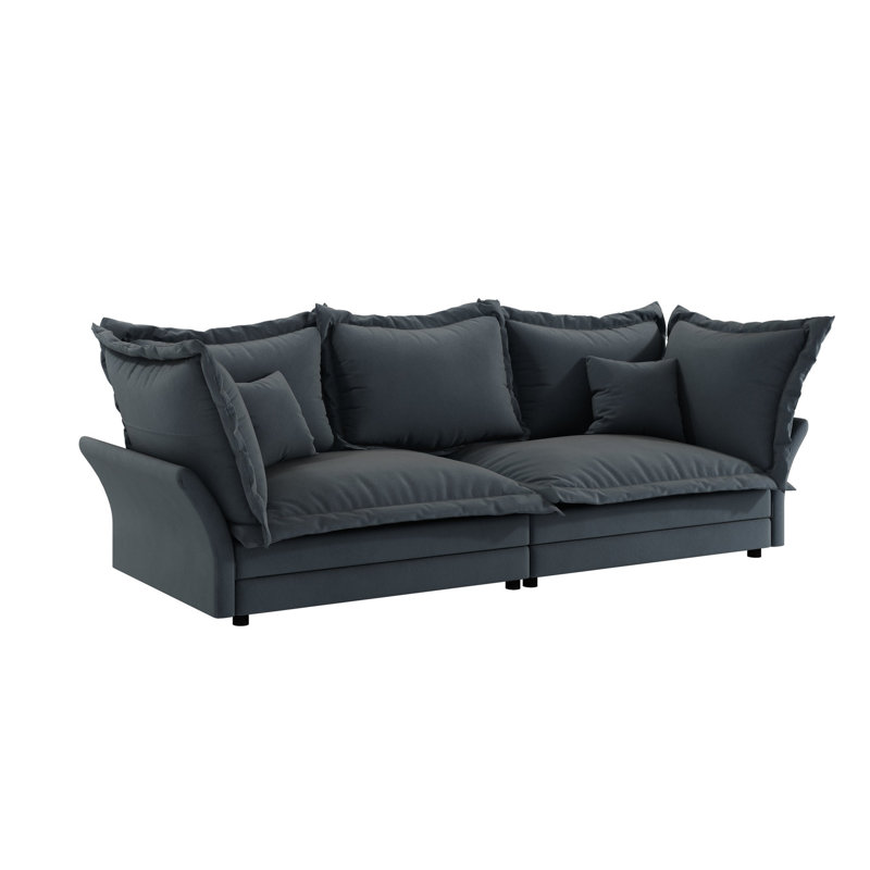 Canapé rembourré gris de 87,95 po, siège profond avec rembourrage doux et support, polyvalent pour les espaces de vie modernes, pieds en plastique, élégant et confortable
