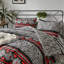 Ensemble de courtepointe bohémien à motif zébré et tribal 2 pièces (taille simple) - Literie rouge vif / noir / blanc avec taie décorative