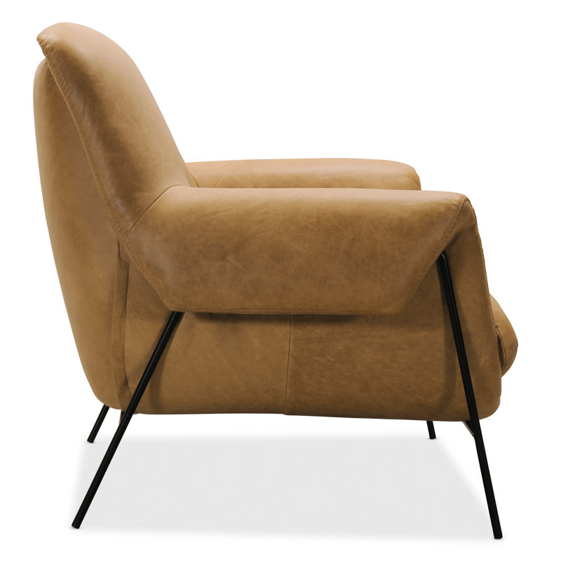 CC 88.9Cm Wide Top Grain Leather Club Chair, Brown Genuine Leather