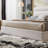 Linen 3-Panel Headboard Queen Bed Frame with Lift Up Storage, No Box Spring Needed, Ivory-323341733-324274077