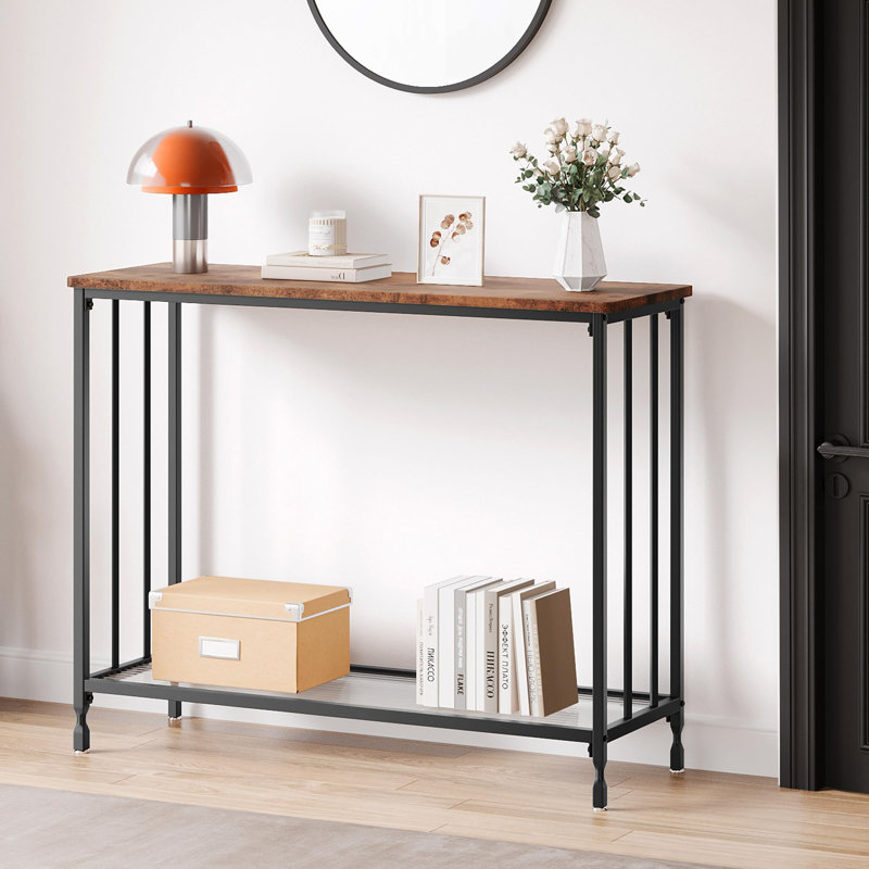 Console Table, Sofa Tables Narrow Entryway Table With Glass Shelf And Metal Frame, Behind Couch Table Industrial Hallway Table For Living Room, Foyer, Bedroom