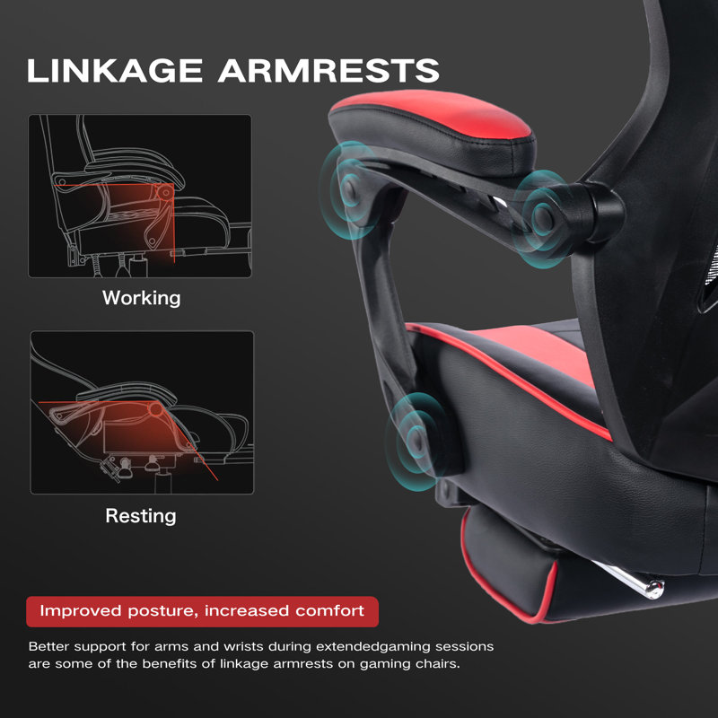 Gaming Chair High Back Ergonomic Racing Computer Desk With Comfortable Lumbar Support And Headrest Gamer Height Adjustable