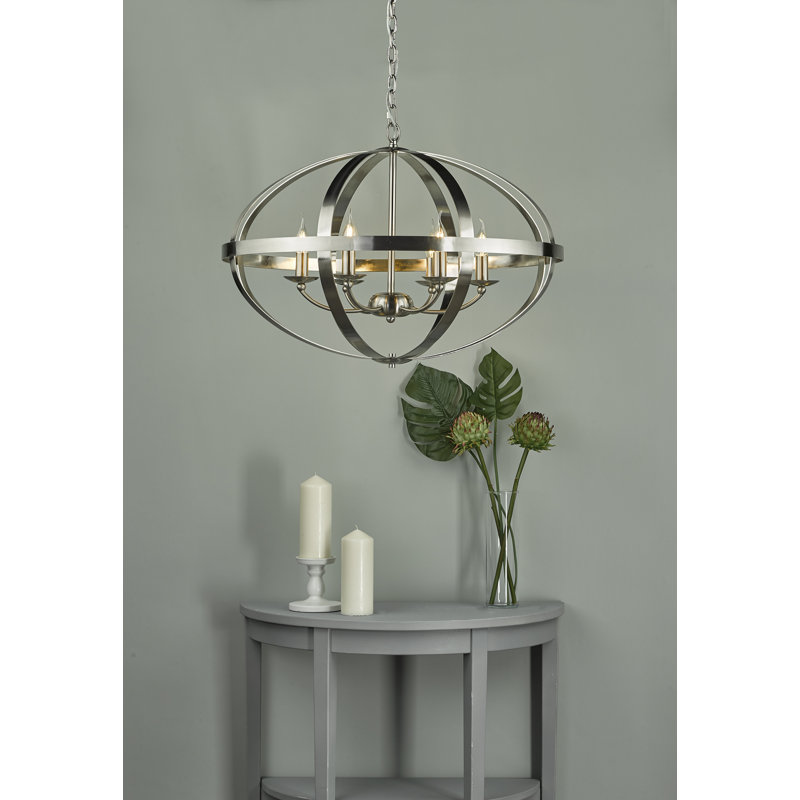 Smithsonian 6 - Light Sphere Pendant, Satin Chrome