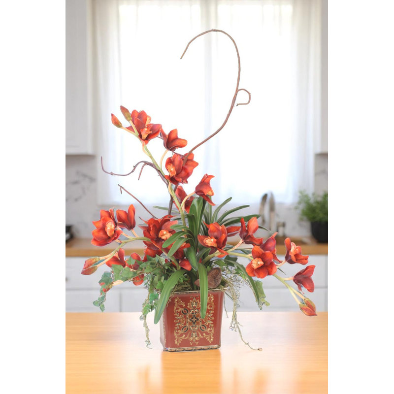 Rust Iris in Square Porcelain Planter