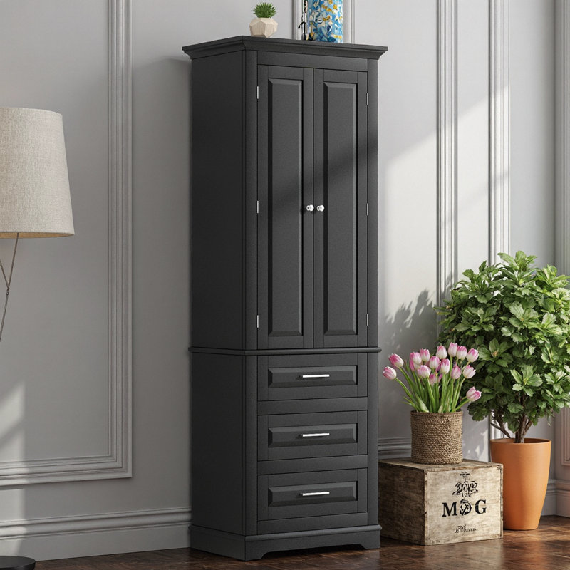Grande armoire de rangement avec 3 tiroirs et tablettes réglables - Organisateur de salle de bain, de bureau et de cuisine multi-usage