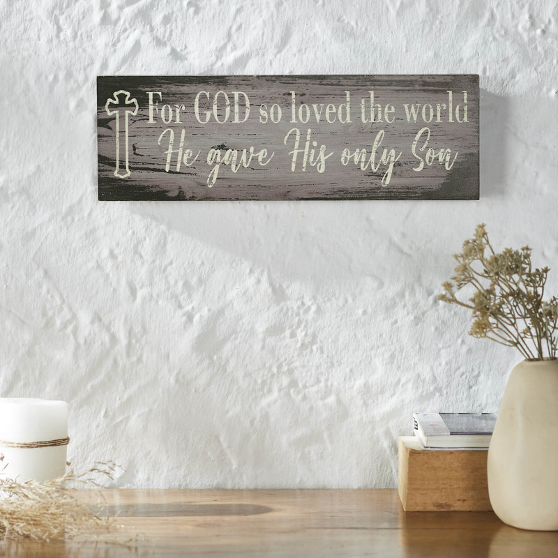 Panneau mural en bois aggloméré gris Celebrate Grace For God So Love The World 5 x 15 x 1