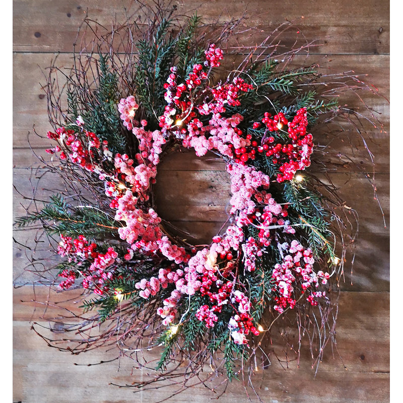 Couronne lumineuse en mousse/soie 26" snow