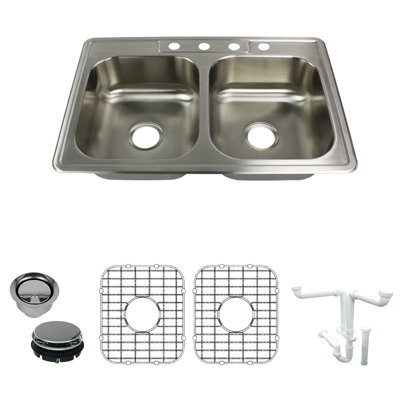 Select 33'' L Double Bowl Stainless Steel Kitchen Sink
