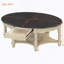 Table basse ovale vintage avec tiroir et étagère de rangement, table de cocktail antique de 45 po, table d'appoint de style champêtre français pour le salon, beige et espresso