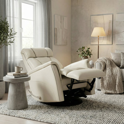 Marlowe Faux Leather Oyster Swivel Glider Recliner Chair with Manual Adjustable Headrest and Footrest