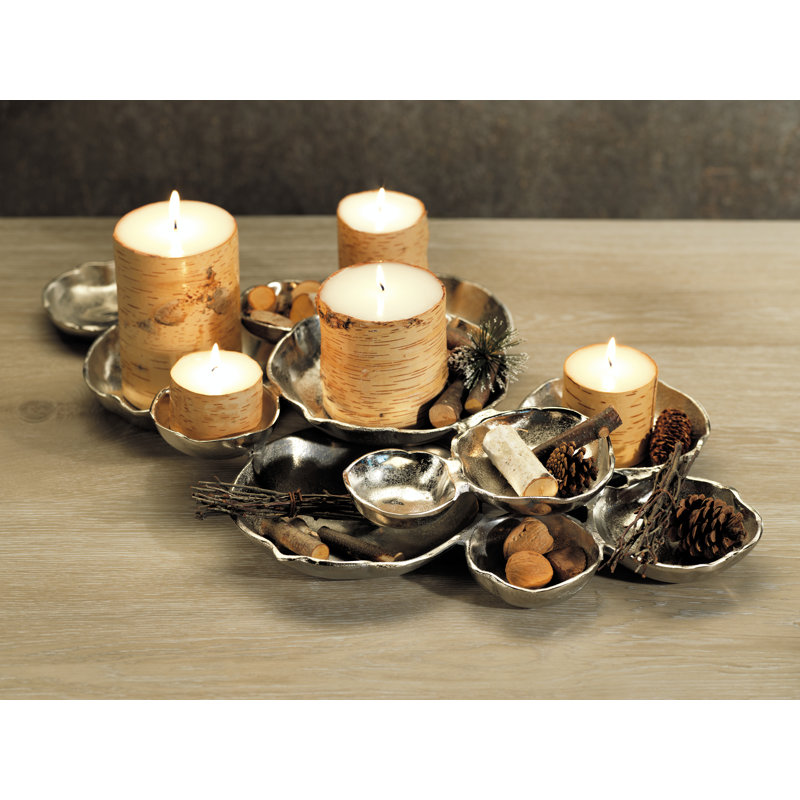 Cluster of 12 Silver Metal Serving Bowls with Nickel Base