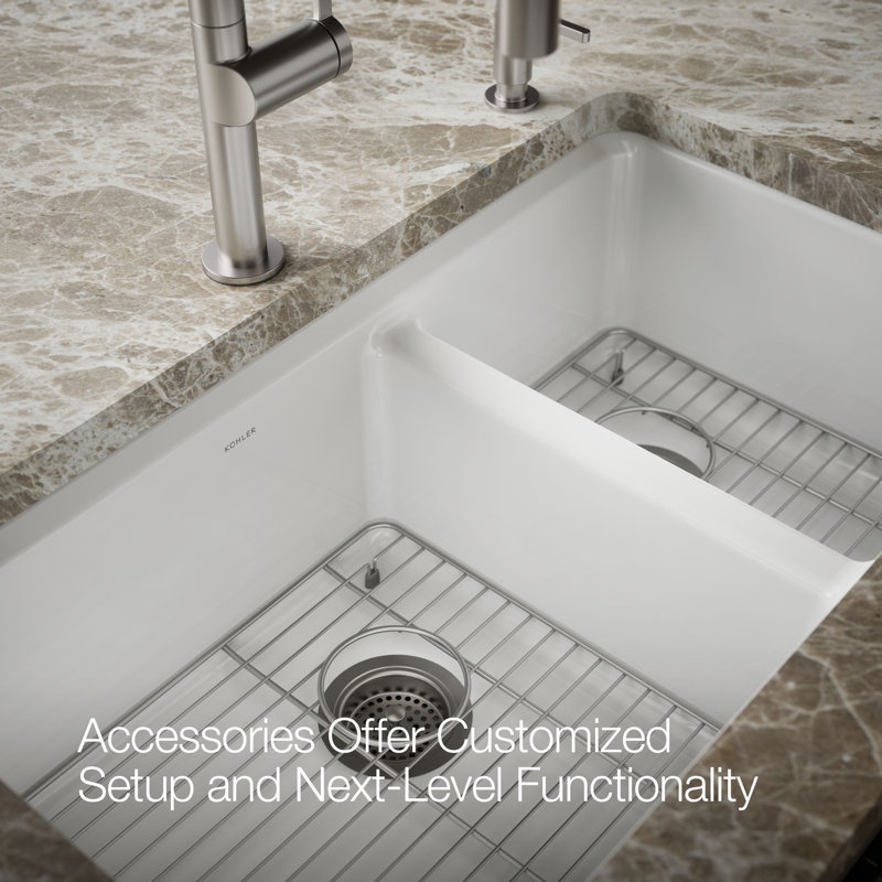 Riverby 33" Enameled Cast Iron Undermount Double Basin Kitchen Sink, White