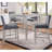 5 Piece Counter Height Table Set, Wooden Kitchen Table Set With Square Table And 4 Upholstered Chairs, Counter Height Dining Table With Crystal Decoration And Chair Set For Kitchen, Dining Room,White-1630950195-1630950193
