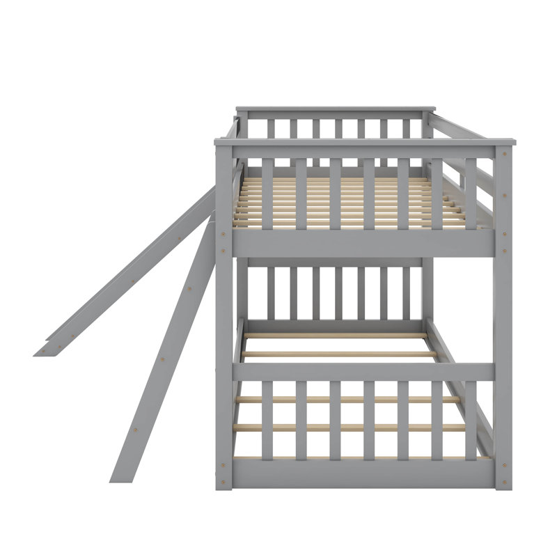 Latitude Run® Twin Over Twin Bunk Bed With Convertible Slide And Ladder ...