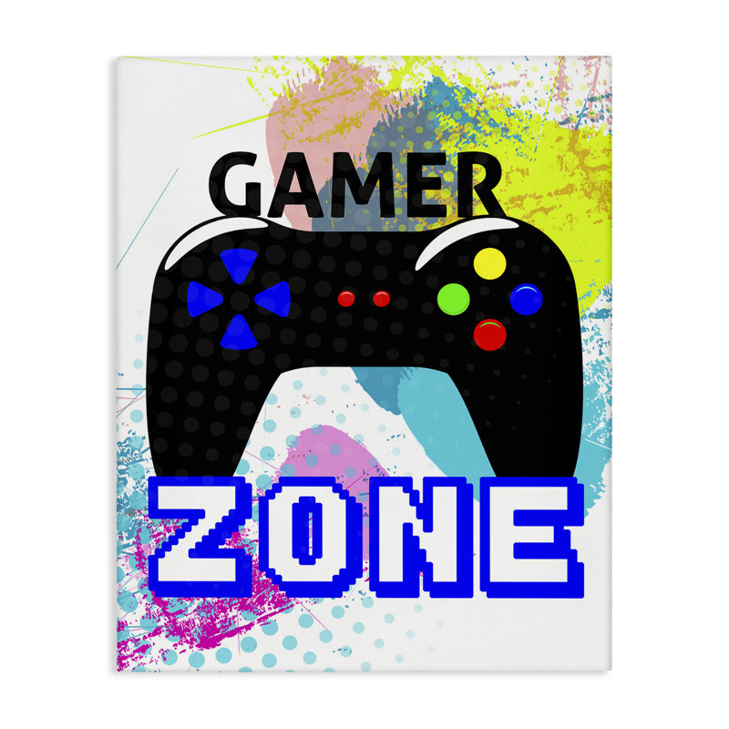 Art mural sur toile "Gamer zone & contrôleur" par Kim Allen, H 30 po x l 24 po